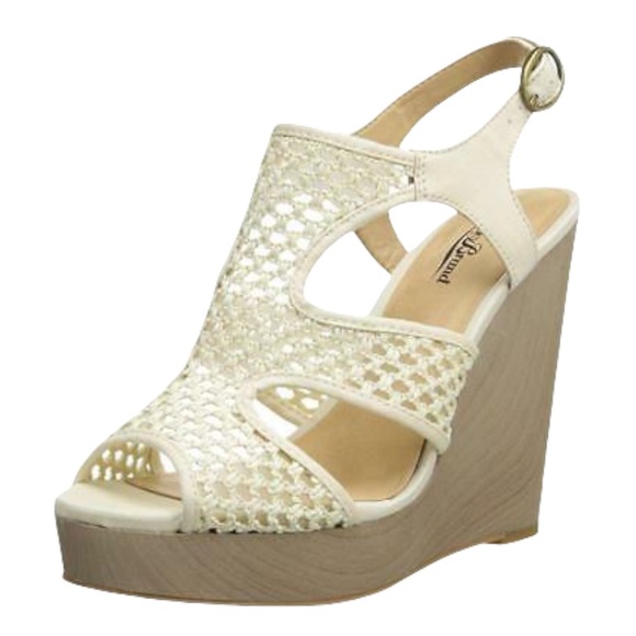 Lucky Brand Remyy Natural Woven Wood Wedges 7.5 - Picture 1 of 8